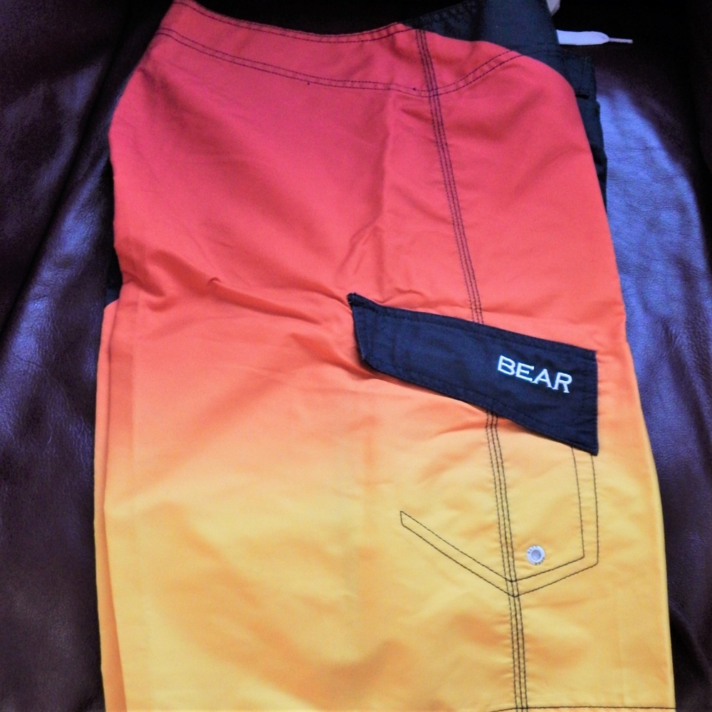 NWT Men Swimming Shorts Surfing "Bear" company 30" 32" 36"  Red Black Orange - Picture 3 of 7
